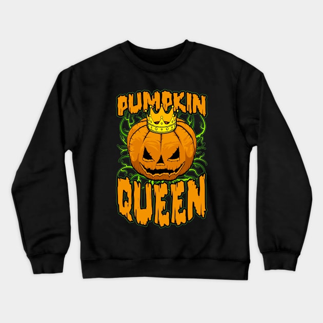 Halloween Pumpkin Queen Jack O'Lantern Royal Crown Crewneck Sweatshirt by Grandeduc